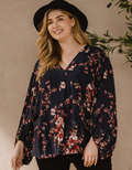 Floral Print Balloon Sleeves Blouse by Boutique 23
