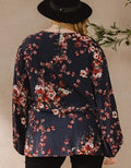 Floral Print Balloon Sleeves Blouse by Boutique 23