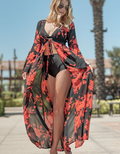 Floral Print Maxi Coverup Cardigan by Boutique 23