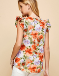 Floral Print Ruffled Short Sleeves by Boutique 23