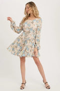 Floral Print Ruffled Swing Dress - Dusty Pink by Boutique 23