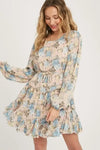 Floral Print Ruffled Swing Dress - Dusty Pink