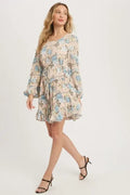 Floral Print Ruffled Swing Dress - Dusty Pink by Boutique 23