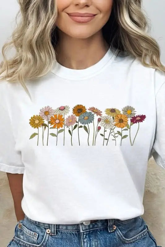Flower Filed Comfort Colors Graphic Tee - White by Boutique 23