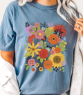 Flower Garden Comfort Colors Graphic Tee - Blue Jean by Boutique 23