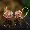 Flower Shaped Leverback Drop Earrings Made with Swarovski Crystals by DailySale