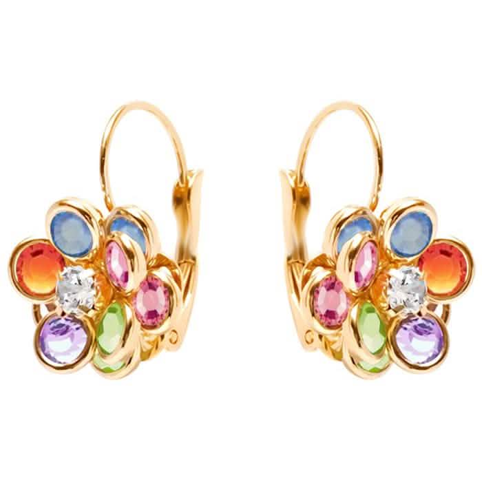 Flower Shaped Leverback Drop Earrings Made with Swarovski Crystals by DailySale