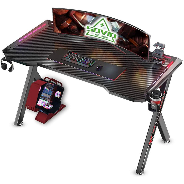 Flusha Gaming Desk with LED RGB Lights by DailySale