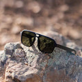 Flyer | Black w/ Green | Wooden Sunglasses by TMBR