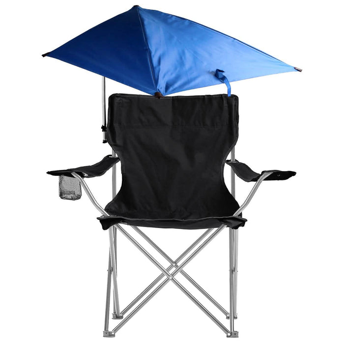 Foldable Beach Chair with Detachable Armrest Adjustable Canopy Stool with Cup Holder by DailySale