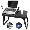 Foldable Laptop Table Bed Notebook Desk with Cooling Fan Mouse Board by DailySale