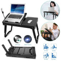 Foldable Laptop Table Bed Notebook Desk with Cooling Fan Mouse Board by DailySale