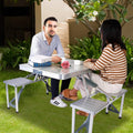 Folding Picnic Table with 4 Seats and Umbrella Hole by DailySale