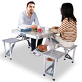 Folding Picnic Table with 4 Seats and Umbrella Hole by DailySale