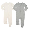 2 pc. zipper footie set | ivory & heather grey by Finn + Emma