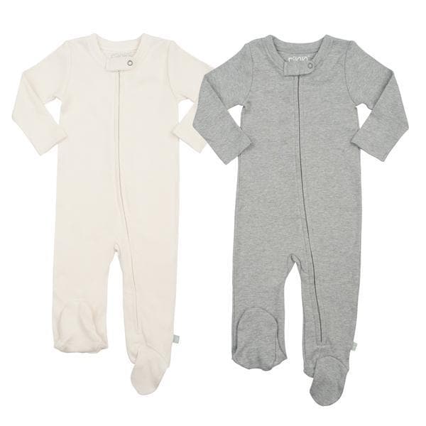 2 pc. zipper footie set | ivory & heather grey by Finn + Emma