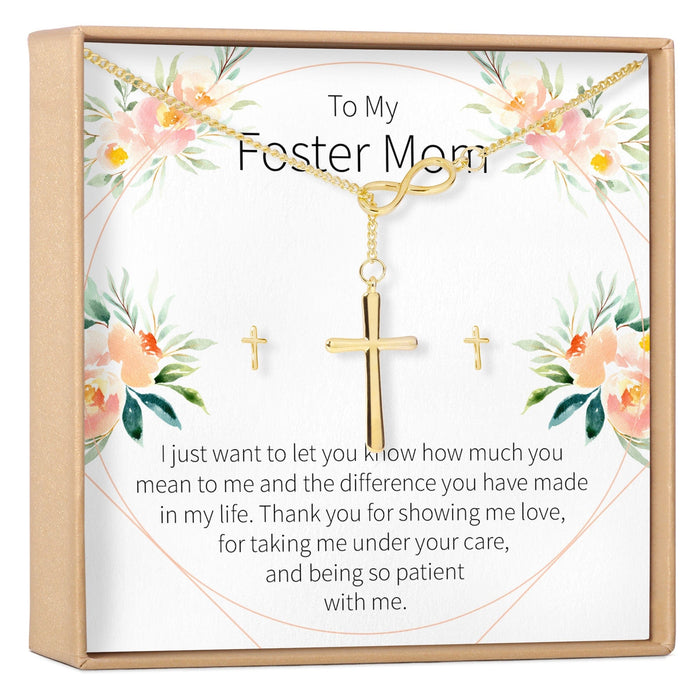 Foster Mom Cross Earring and Necklace Jewelry Set by Dear Ava