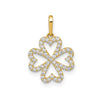 Four Leaf Clover CZ Charm Sparkle Pendant 10K Yellow Gold