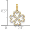 Four Leaf Clover CZ Charm Sparkle Pendant 10K Yellow Gold by Fine Color Jewels