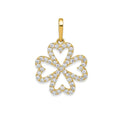 Four Leaf Clover CZ Charm Sparkle Pendant 10K Yellow Gold by Fine Color Jewels