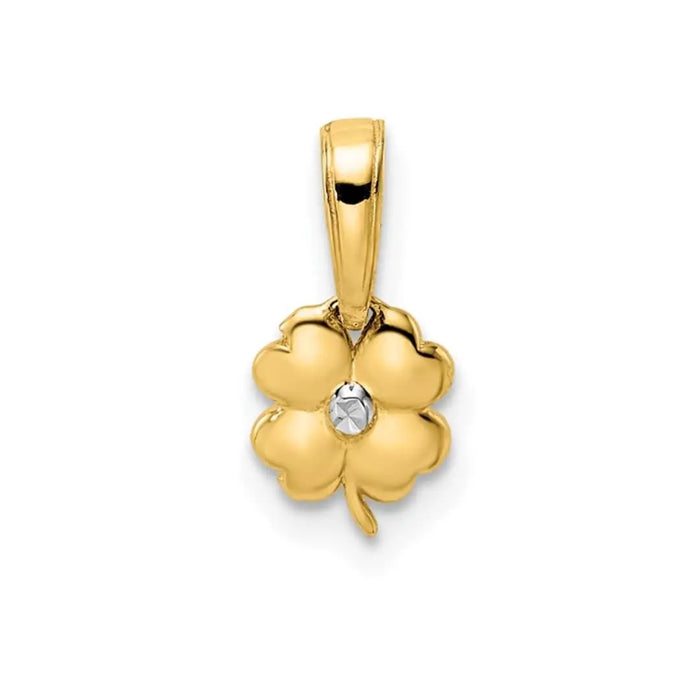 Four Leaf Clover Daily Wear Gold Pendant 14K Yellow Gold by Fine Color Jewels