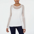Ultra Flirt by Ikeddi Juniors Mesh Bell-Sleeve Top, Size Medium by Vanessa Jane