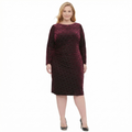 Tommy Hilfiger Women's Ruched Velvet Geometric Long Sleeve Dress ,Size 16W by Vanessa Jane
