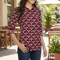 Tommy Hilfiger Womens Printed Collar Button Top, Size XS by Vanessa Jane
