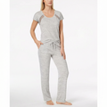 Alfani Mesh-Stripe Pajama Top, Gray XS by Vanessa Jane