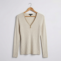 I.N.C. Zipper Embellished Sweater, Heather Sandune, Size XL by Vanessa Jane