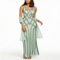 J Kara Embellished Gown & Scarf, Size 14 by Vanessa Jane