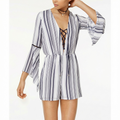 XOXO Juniors Sportswear Womens Bell Sleeve Lace up Romper, Size Medium by Vanessa Jane
