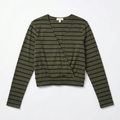 Ultra Flirt Smocked Hem Top Long Sleeve Striped Green /Black Size XL by Vanessa Jane