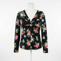 Ultra Flirt Juniors Long Sleeve Knot Front Top Black Floral Print, Size Medium by Vanessa Jane