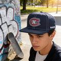 NHL Montreal Canadiens Mens Oversized Logo Flat Visor Flex Cap Large/X-Large by Vanessa Jane