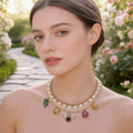 Thalia Sodi Gold-Tone Crystal, Imitation Pearl Bee Multi-Charm Layered Necklace by Vanessa Jane