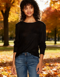 WallFlower Junior's Balloon Long Sleeve Top, Jet Black, Small by Vanessa Jane