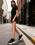 Wanted Womens Fly Knit Lace up Jogger Shoes with Chunky Bottom , 10M/Black by Vanessa Jane
