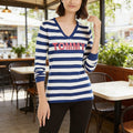 Tommy Hilfiger Womens Blue Striped Long Sleeve top, Sapphire, Size M by Vanessa Jane