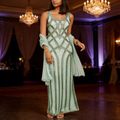 J Kara Embellished Gown & Scarf, Size 14 by Vanessa Jane