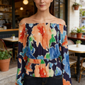 Ralph Lauren Floral Womens Multicolor Ruffle Peplum Off the Shoulder top, size M by Vanessa Jane