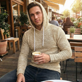 Coofandy Mens Hooded Sweatshirt Long Sleeve Knitted Hoodies, Khaki, Size Medium by Vanessa Jane