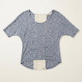 Spoiled Blouse Short Sleeve, Blue, Crocheted Back, Large by Vanessa Jane