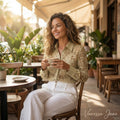 Adiva Embroidered Crochet Mesh Blouse Sheer Color Grass, Medium by Vanessa Jane