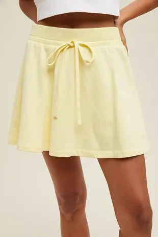 French Terry Flare Skirt: Lemon by Boutique 23