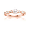 Fresh Water Round White Pearl Rose Gold Plated Silver Half Eternity Ring