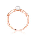 Fresh Water Round White Pearl Rose Gold Plated Silver Half Eternity Ring by Fine Color Jewels