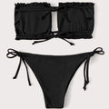 Frill Trim Bandeau Tie Side Bikini Swimsuit by DailySale