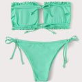 Frill Trim Bandeau Tie Side Bikini Swimsuit by DailySale