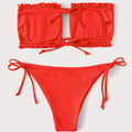 Frill Trim Bandeau Tie Side Bikini Swimsuit by DailySale